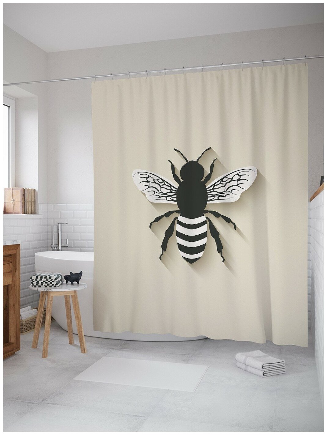 Штора для ванной JoyArty Пчела в минимализме 180х200 (sc-5938)