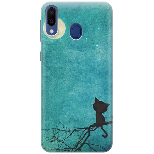 фото Re:paчехол - накладка artcolor для samsung galaxy m20 с принтом "котенок и луна"