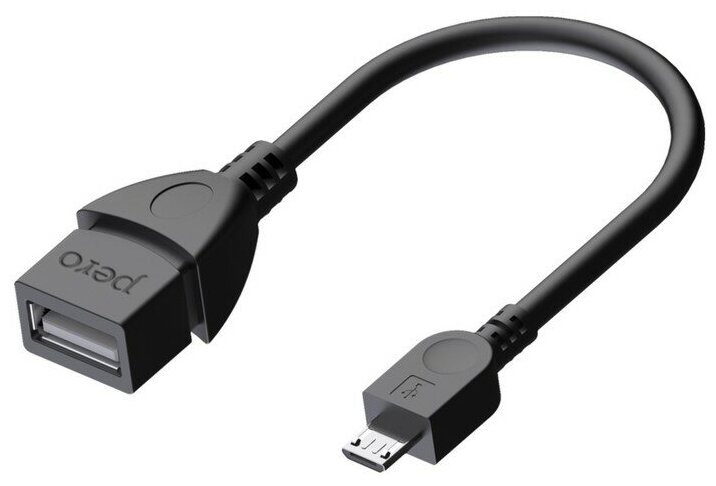 Адаптер OTG PERO AD03, microUSB - USB, 10 см, черный