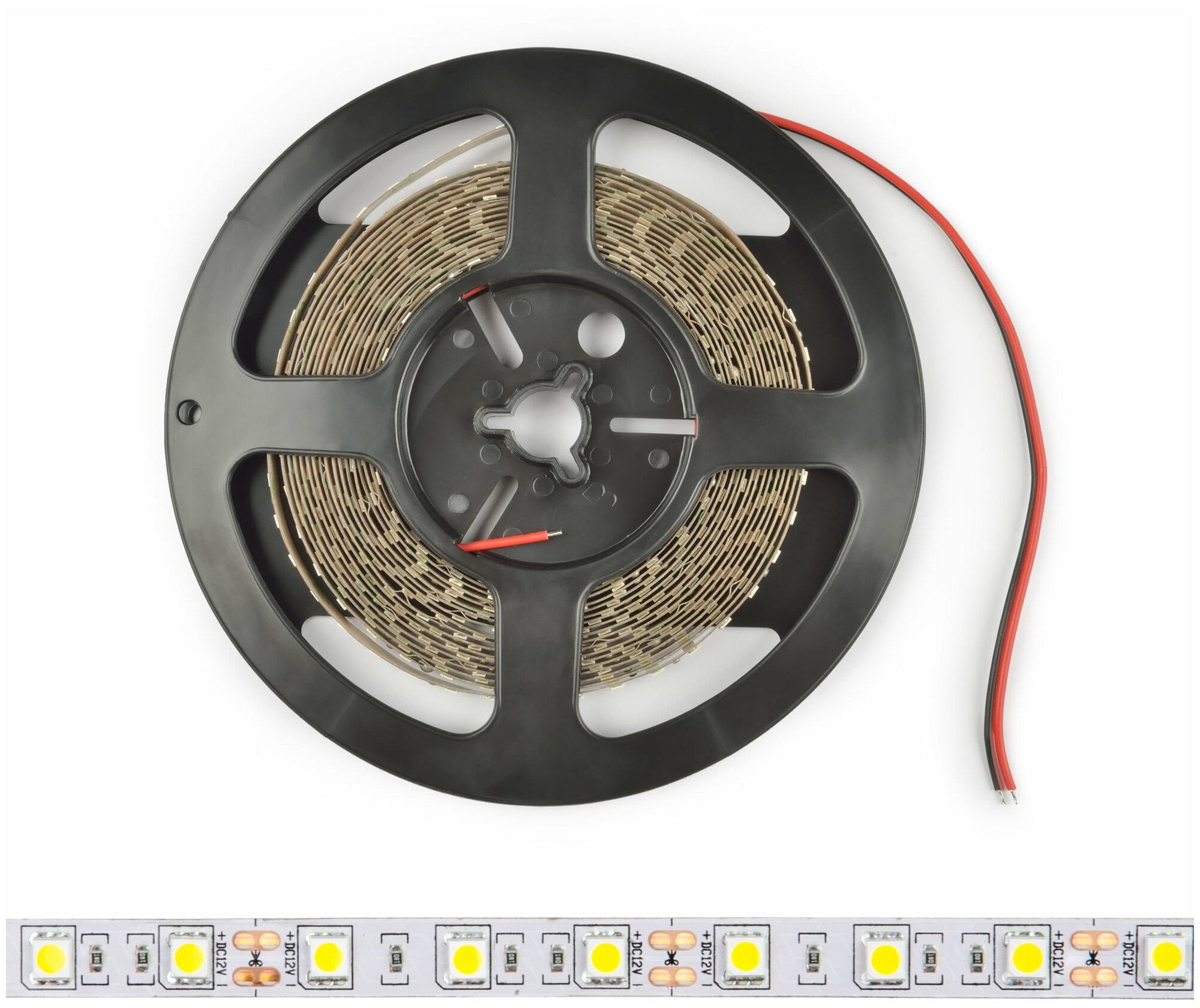 Светодиодная лента (UL-00004374) Uniel 144W/m 60LED/m 5050SMD теплый белый 5M ULS-M25-5050-60LED/m-10mm-IP20-DC12V-144W/m-5M-3000K PROFI