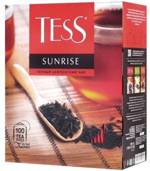 Чай Tess Sunrise пакетированный, черный, 100 пакетиков