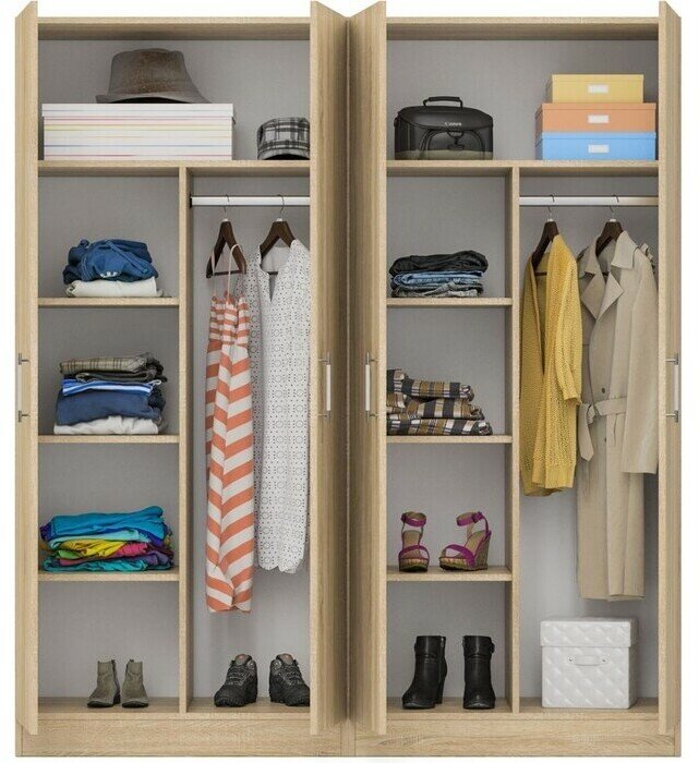 Два 2-х створчатых шкафа для одежды, цвет дуб сонома, ШхГхВ 180х52х200 см, универсальная сборка - фотография № 4