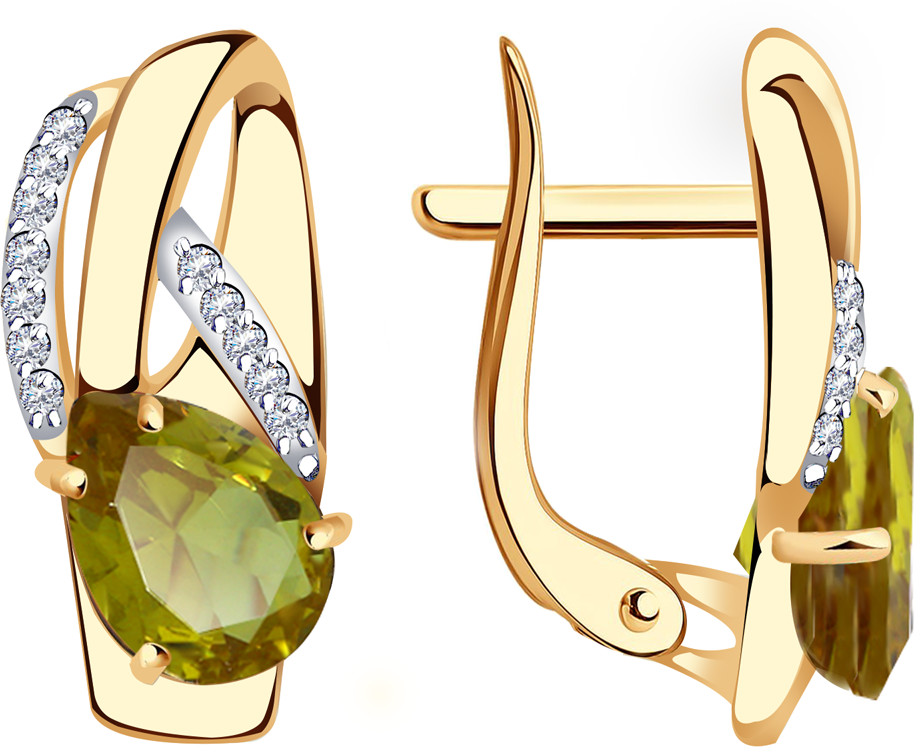 Серьги Diamant online, золото, 585 проба, фианит, султанит