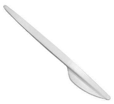 Нож одноразовый 165мм Мистерия, белый, полистирол, 100шт.