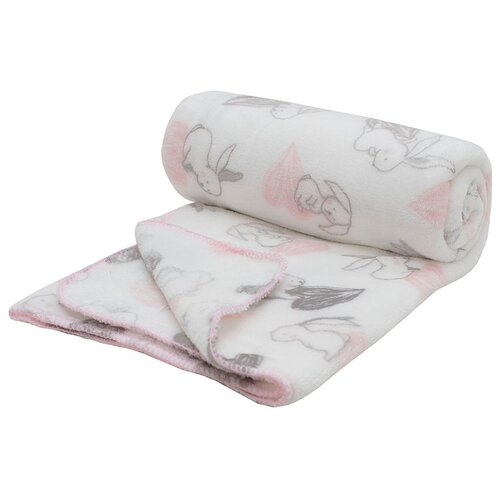 плед baby nice ultrasoft 100х118 см слоники Плед Baby Nice Micro Flannel Зайчики и сердечки 100х118 см белый/розовый