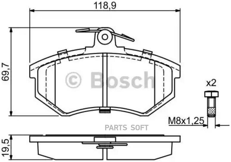 BOSCH 0986466700 0 986 466 700_=134 00=FDB211 ! колодки дисковые п.\ Audi 80 1.6-1.9D 86-91, VW Golf II 1.8GTi 88-91