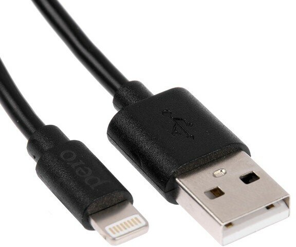 Кабель PERO DC-03 Lightning - USB, 2,4 А, 2м, черный 9715556