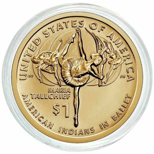 Памятная монета - 1 доллар, в капсуле, Балерины-индейцы. Мария Толчиф. Сакагавея. D. США, 2023 г. в. UNC