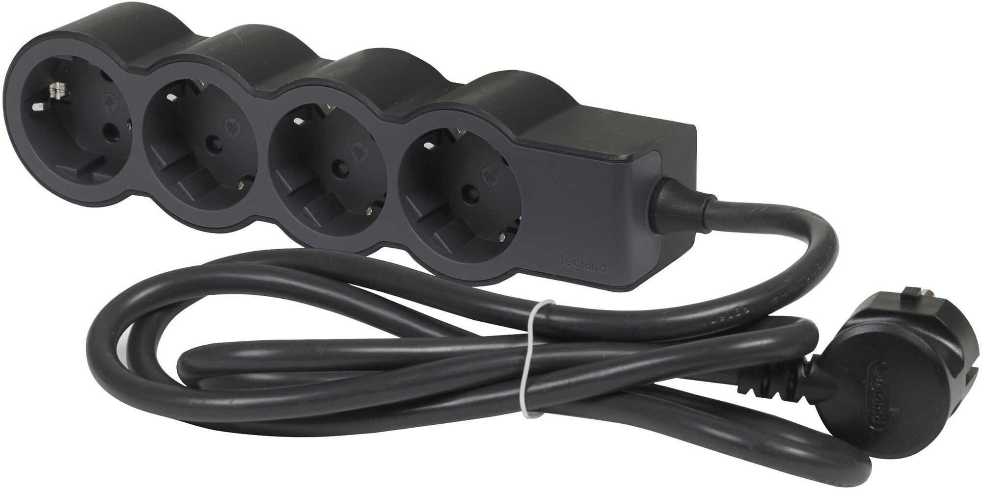 Удлинитель с заземлением Legrand 4 розетки с кабелем 1,5 м, цвет: черный , арт. 694553 - фотография № 1