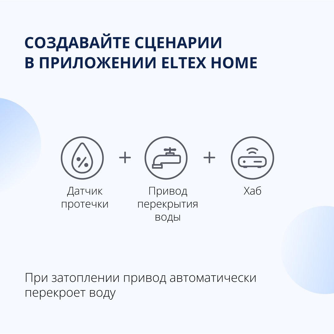 Беспроводной датчик протечки воды Eltex SZ-WLK Z-Wave работает с Яндекс Алисой Салютом Марусей (белый)