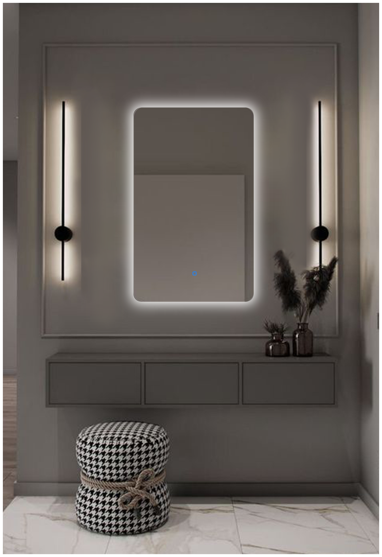 Зеркало для ванной Prisma 80*100 прямоугольное "парящее" с нейтральной LED-подсветкой
