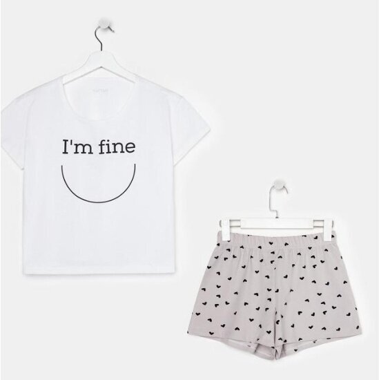 Пижама KAFTAN "I'm fine" женская, цвет белый , размер 48-50 - фотография № 2