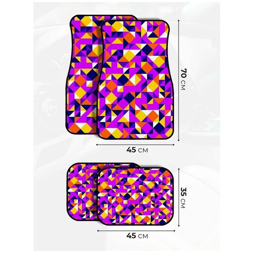 Набор автомобильных ворсовых ковриков в салон авто, универсальные, с принтом абстрактная мозаика