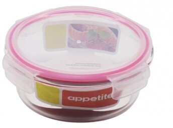 Контейнер стеклянный Appetite круглый розовый 620мл SL620CF
