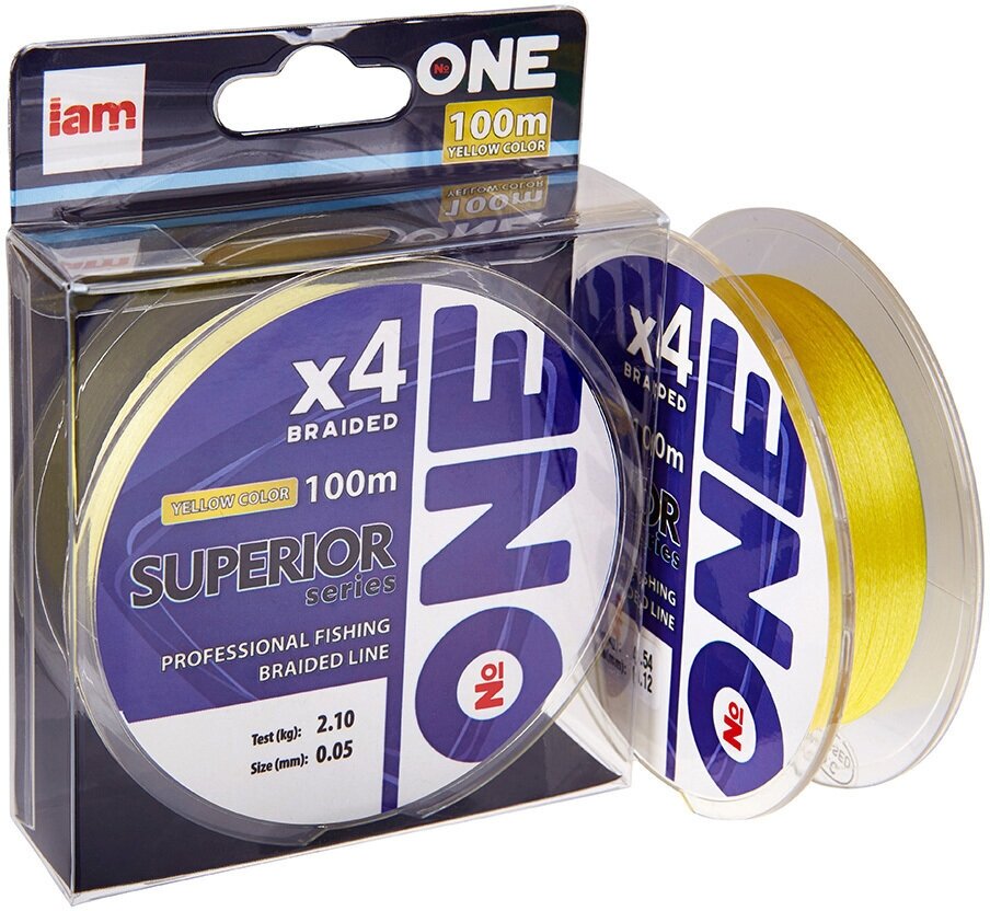 Плетеный шнур Number ONE Superior 4X-100 Yellow 0.05mm