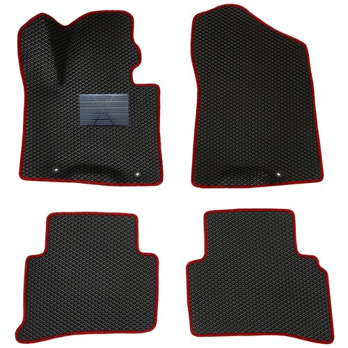 фото Автомобильные коврики салона autodefender eva c пластиковым подпятником для hyundai tucson 2015 - наст.время (компелект 5 шт) черный ромб с красным кантом