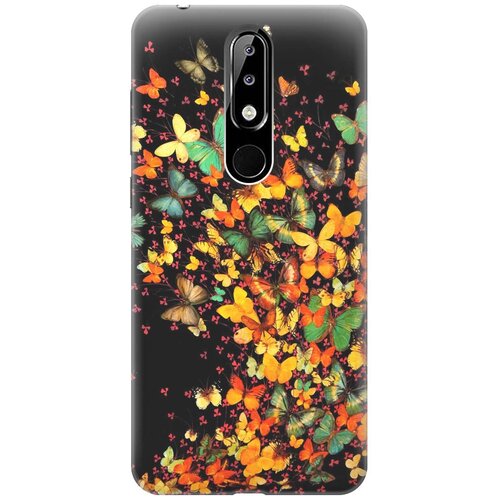 фото Re:paчехол - накладка artcolor для nokia 5.1 plus / x5 (2018) с принтом "взрыв бабочек"