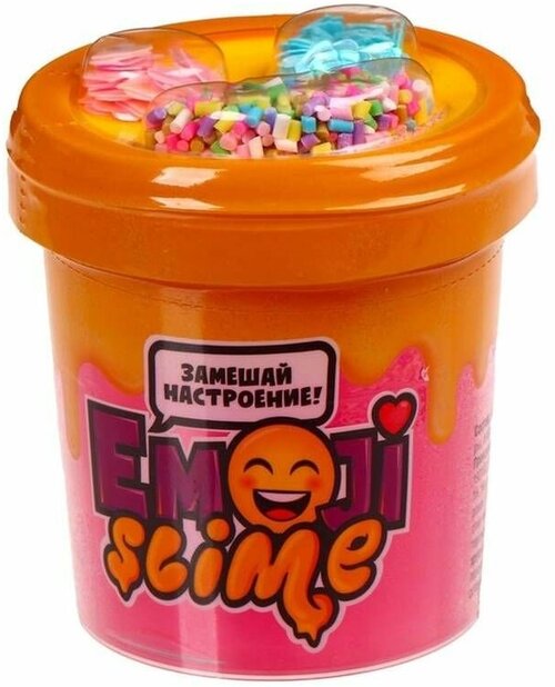 Игрушка-антистресс, Slime, Emoji, с шармиками, 120 мл, розовый, 1 шт.