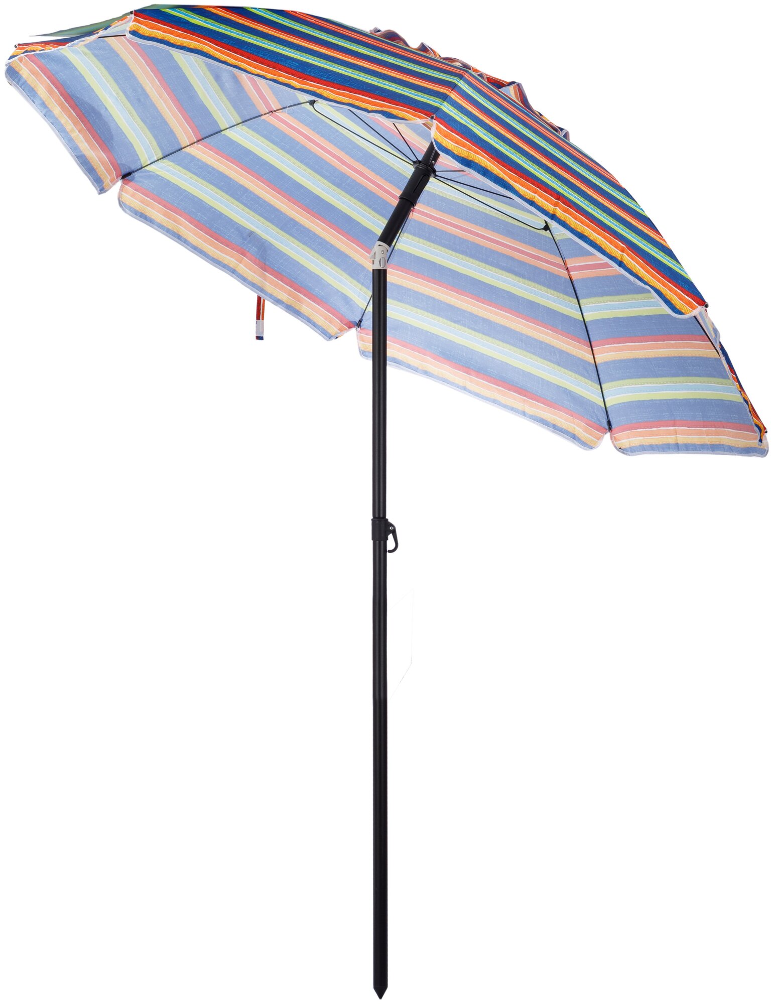 Пляжный зонт, 2,2 м, оксфорд, с клапаном, с наклоном (синий/принт "полоса") в чехле - фотография № 2