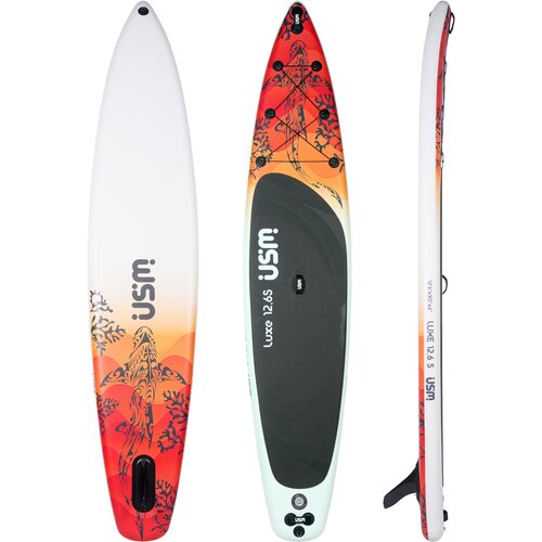 фото Sup-доска luxe usm 12,6 sport shark orange/384х76х15 см/ 12.6 ft х30х6 дюймов /двухслойная /для серфинга sup board usm company