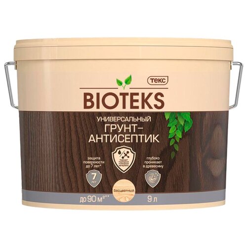 ТЕКС антисептик грунт-антисептик Bioteks, 9 кг, 9 л, бесцветный грунт антисептик универсальный bioteks 0 8 л