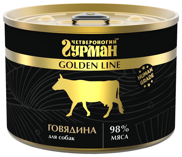 Четвероногий гурман GOLDEN LINE для взрослых собак с говядиной натуральной в желе (525 гр)