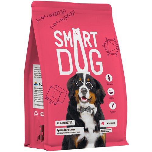 SMART DOG для взрослых собак крупных пород с ягненком (3 кг х 4 шт)
