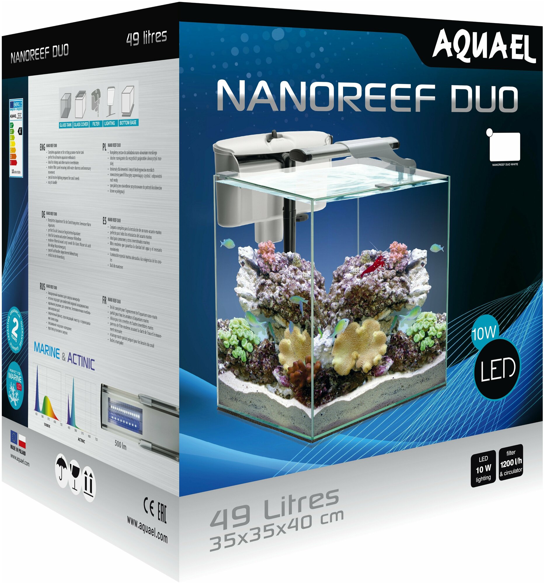 Аквариумный набор AQUAEL NANO REEF DUO LED белый, 49 л., (35*35*40см.) - фотография № 3