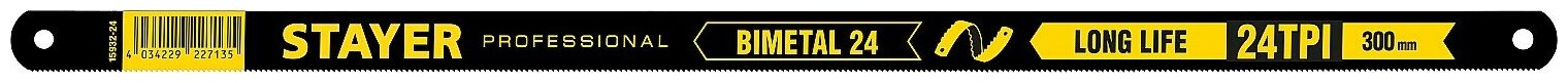 STAYER Bimetal-24,24 TPI, 300 мм, 1 шт, Биметаллическое полотно по металлу (15932-24)