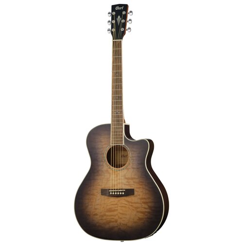 GA-QF-TBB Grand Regal Series Электро-акустическая гитара, с вырезом, прозрачный черный, Cort cort ga qf tbb