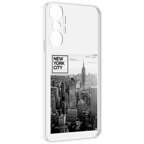 Чехол MyPads черно белый Нью-Йорк для Infinix Hot 20 4G задняя-панель-накладка-бампер