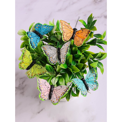 Бабочки на прищепке для декора 12 шт, разноцветный