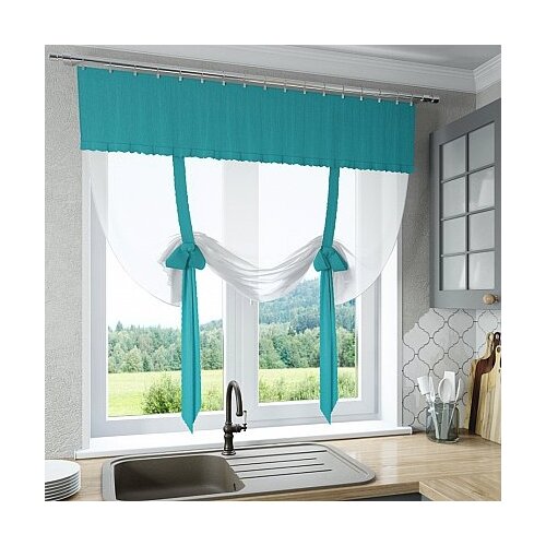 фото Шторы для кухни sola "алисия-150", бирюзовый