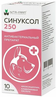 Таблетки NITA-FARM Синуксол 250 мг, 250 мл, 250 г, 10шт. в уп., 1уп.