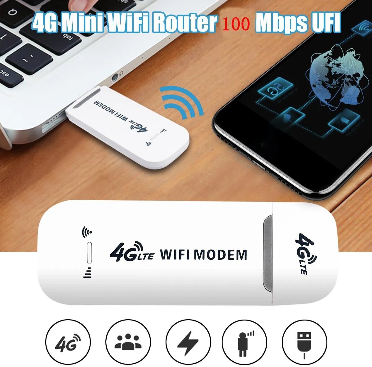 USB Wi-Fi 4G модем UF902 черный