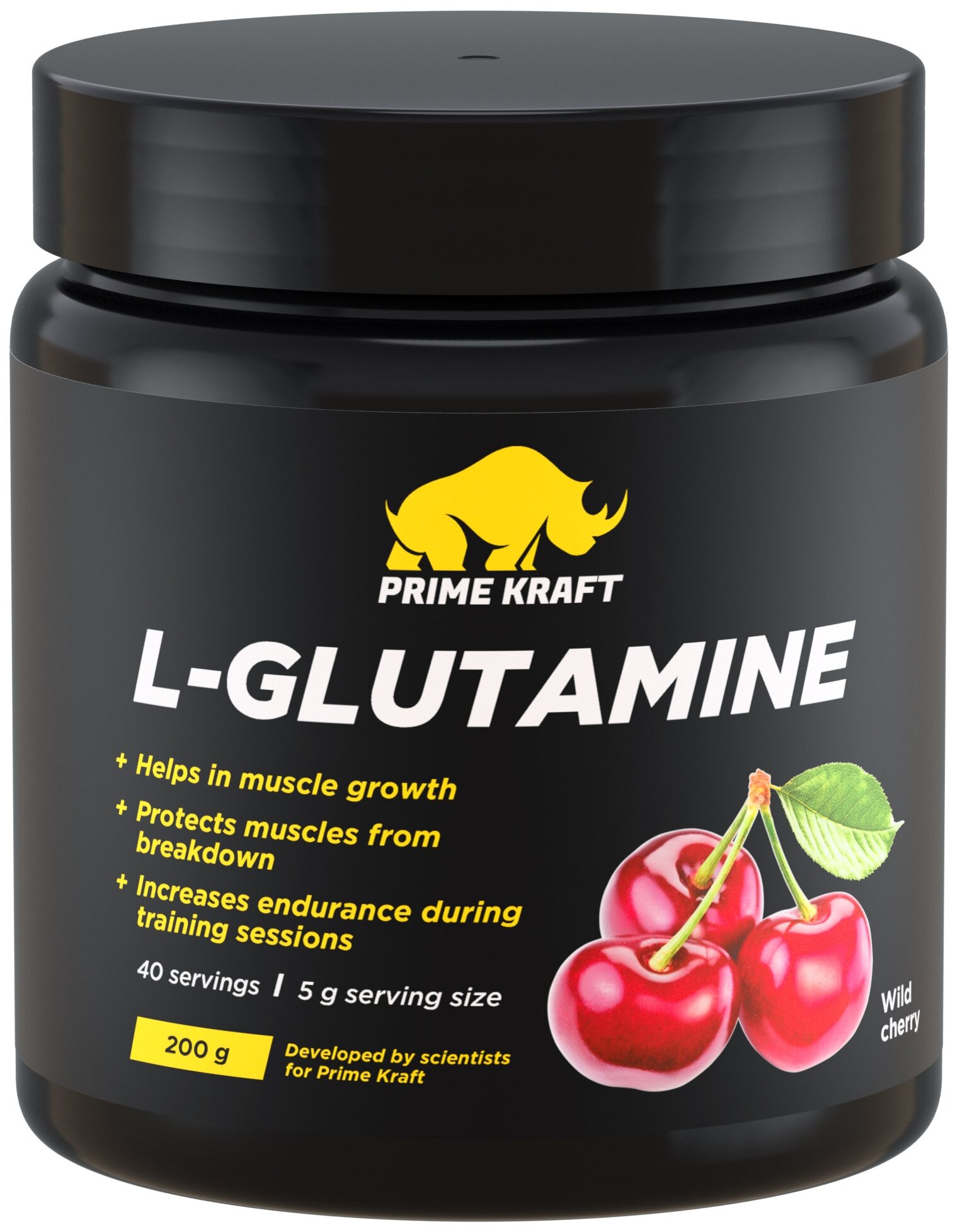 Аминокислота Prime Kraft L-GLUTAMINE (дикая вишня), банка, 200 гр.