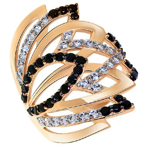 фото Кольцо крымский ювелирный завод, красное золото, 585 проба, фианит, размер 18.5, красный, золотой крымский юз