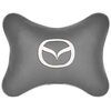 Vital Technologies Подушка на подголовник с логотипом автомобиля MAZDA Экокожа / Светло-серый - изображение