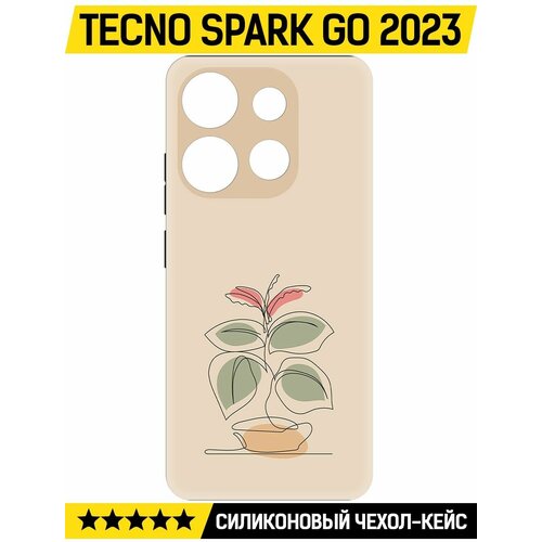 Чехол-накладка Krutoff Soft Case Цветок для TECNO Spark Go 2023 черный
