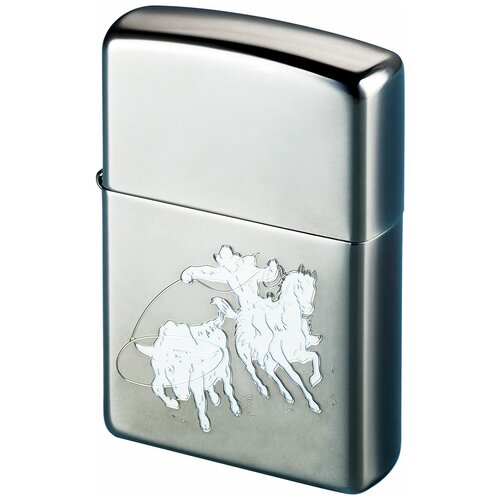 Зажигалка бензиновая Zippo Bull roping Black Ice