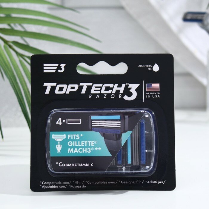 Toptech Сменные кассеты мужские TopTech Razor 3, совместимы с Gillette Mach3, 4шт