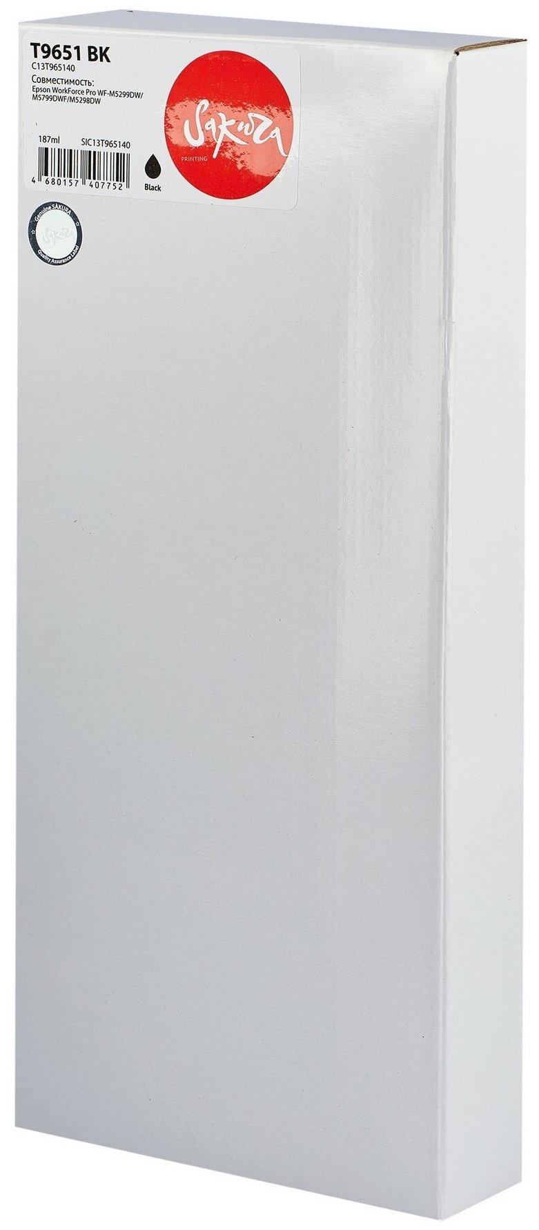 Контейнер с чернилами T9651 BK для Epson, цвет черный, 187 мл, 10000 страниц, C13T965140, Sakura
