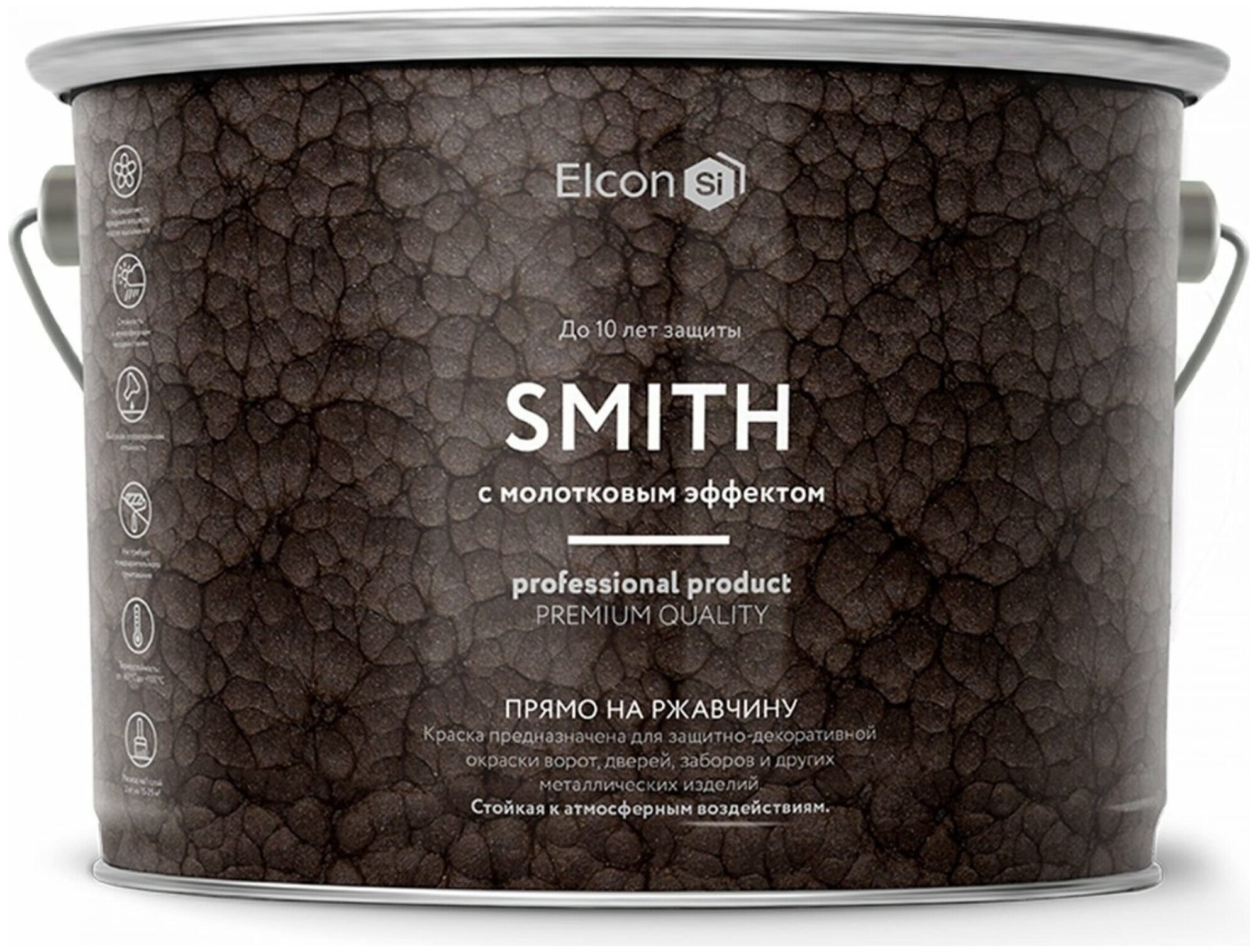  краска Elcon Smith (с молотковым эффектом) черная (0,8кг .
