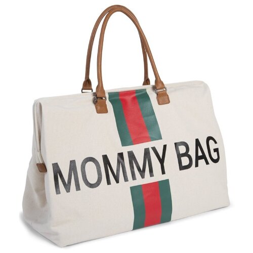 Сумка для мамы Childhome Mommy Bag Canvas off white Stripes Green/Red