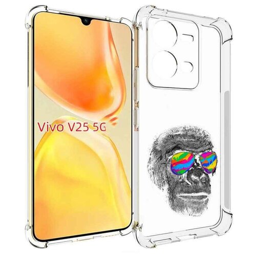 Чехол MyPads крутая обезьяна в очках для Vivo V25 5G / V25e задняя-панель-накладка-бампер