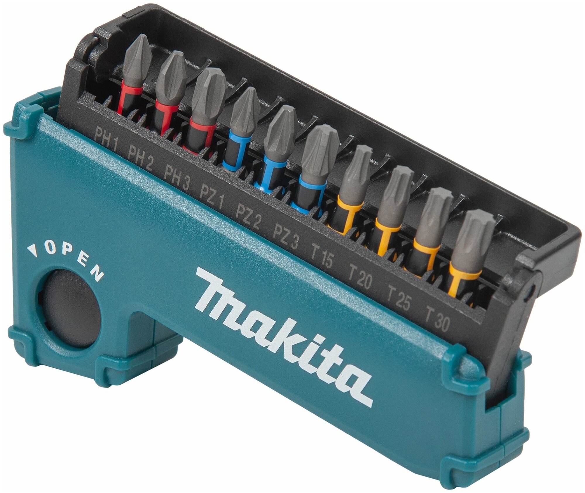 Набор ударных бит MAKITA E-03567 11шт ,биты ударн PH1\2\3, PZ1\2\3, T15\20\25\30,держ-ль магн