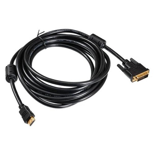 Кабель Buro HDMI (m) - DVI-D (m), GOLD , ферритовый фильтр , 5м, черный [hdmi-19m-dvi-d-5m] кабель dvi dvi d m dvi d m gold ферритовый фильтр 1 8м черный