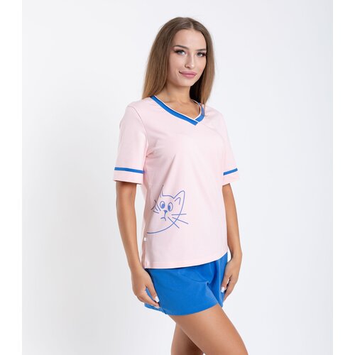 Пижама SERGE DENIMES, размер 84, синий, розовый