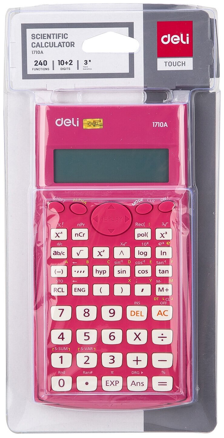 Калькулятор DELI , 10+2-разрядный, красный - фото №7