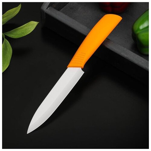 фото Нож керамический "симпл" лезвие 12,5 см, ручка soft touch, цвет оранжевый 5386357 сима-ленд